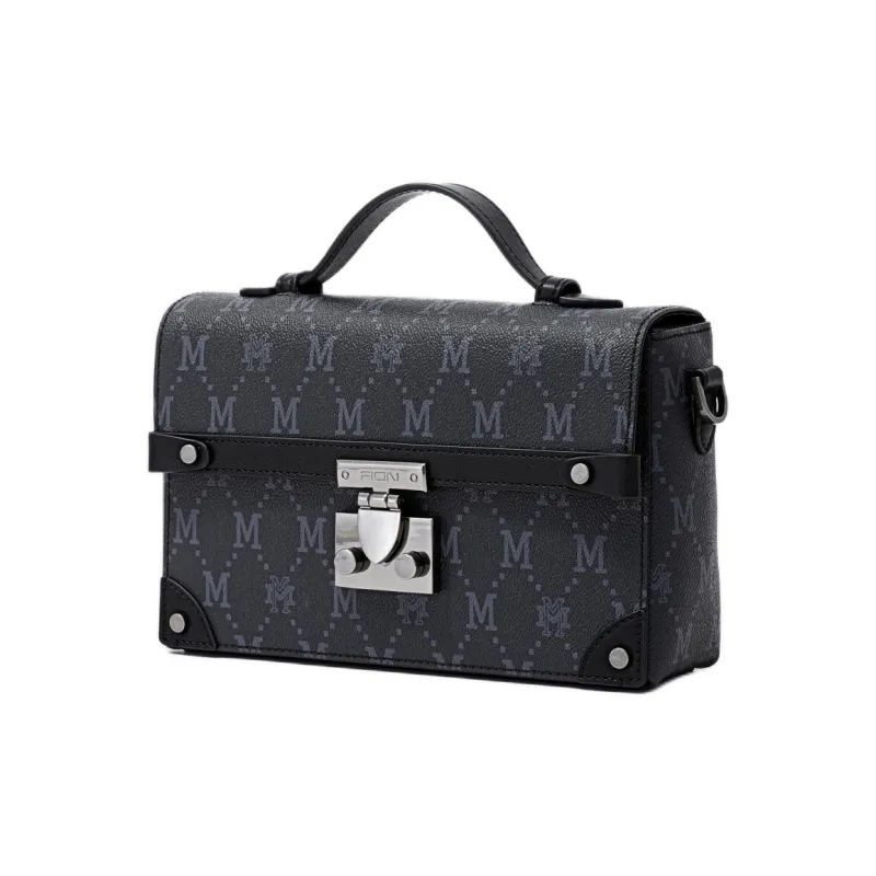 FION Mountain And Sea Journey Series Artificial Leather Handbag Medium Size Women's Black-0