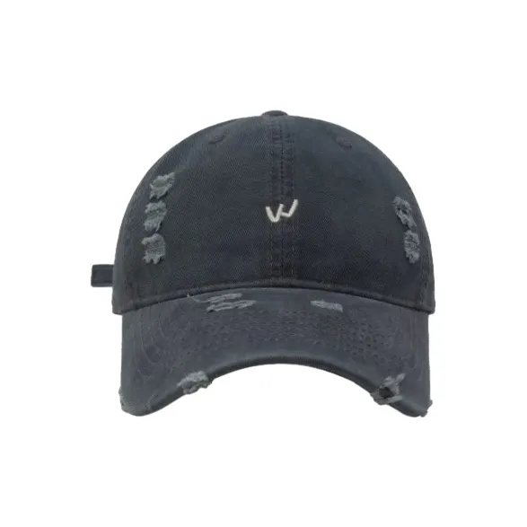 FREE RABBITⅡ Korean Style Washable Distressed Ripped Baseball Caps Unisex-4