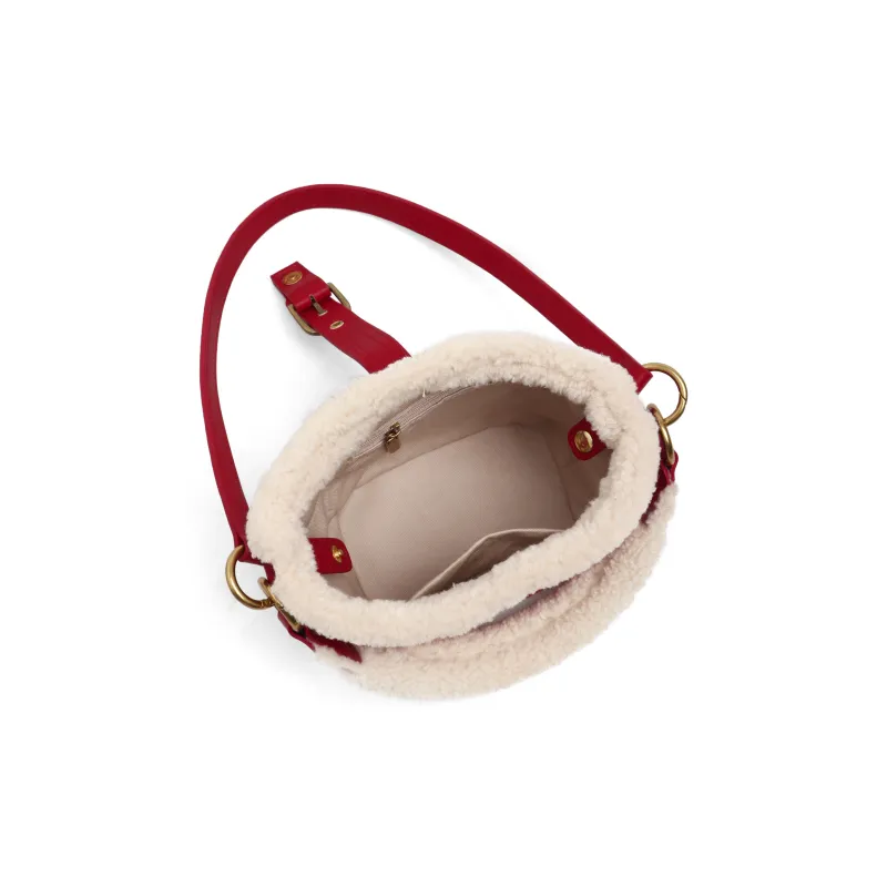 MZ HOUGE Lambswool Fall And Winter Advanced Touch Handbag Small Size Women's Red-3