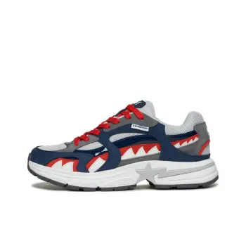 A BATHING APE Shark STA Anti Slip Wear Resistant Low Top Casual Shoes Men's Gray Blue Red