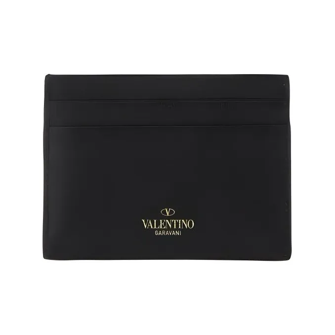 Valentino Calfskin Wallet, Card Holder Women's Black-2