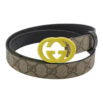 GUCCI Leather Belts Unisex Brown 2.5
