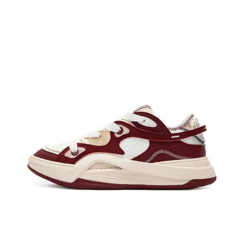 361° AG Chogo 2 Red Wine Anti Slip Wear Resistant Low Top Casual Shoes Unisex Beige Red