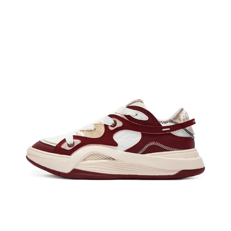 361° AG Chogo 2 Red Wine Anti Slip Wear Resistant Low Top Casual Shoes Unisex Beige Red-0