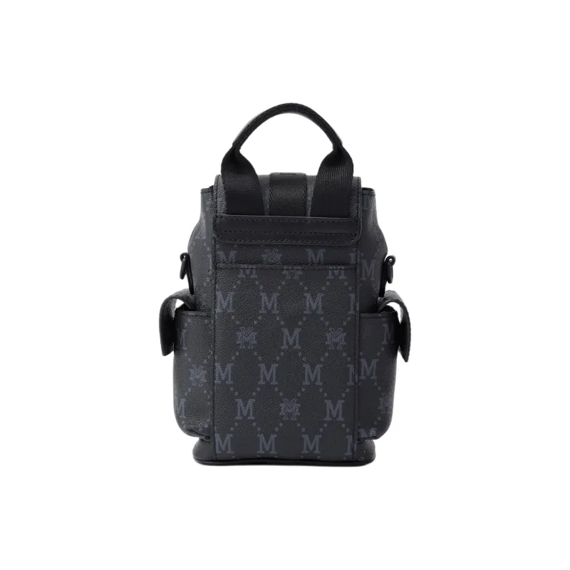 FION Mountain And Sea Journey Series Artificial Leather Backpack Men's Classic Black-3