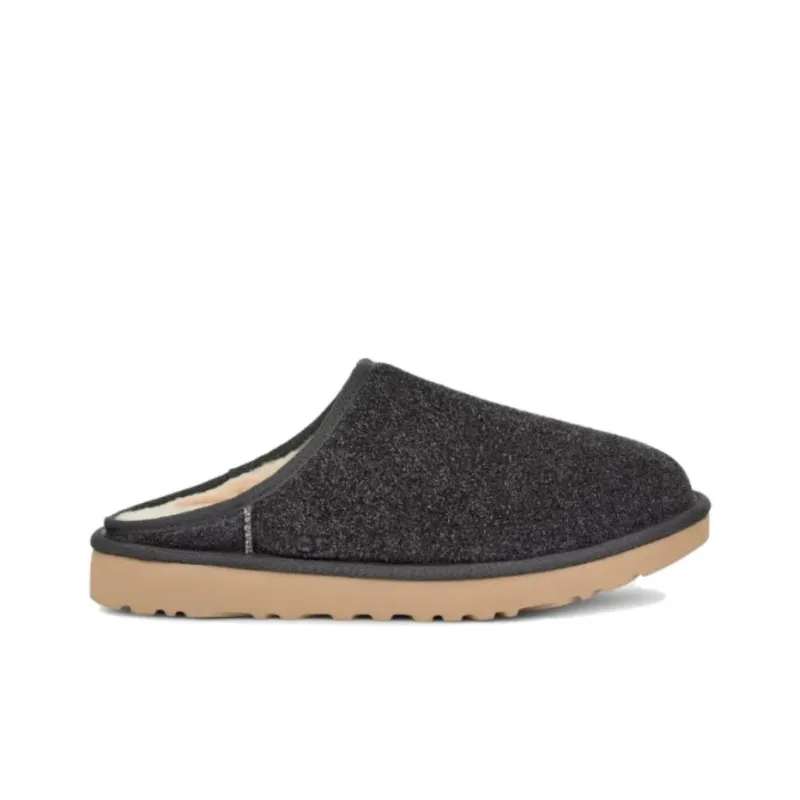 UGG Classic Slip On Shaggy Suede Slipper Dark Grey-1