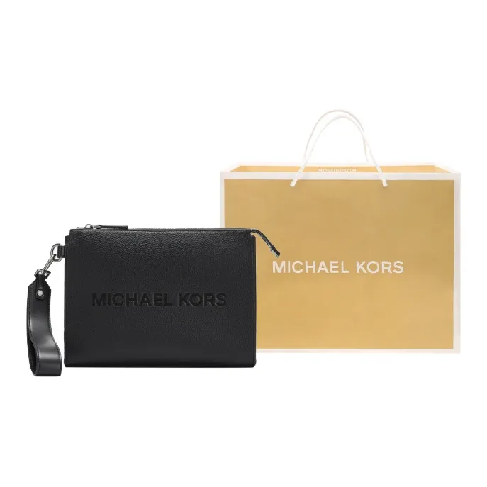 MICHAEL KORS MK Cooper Cow Leather Clutch Tubas Men's Black-4