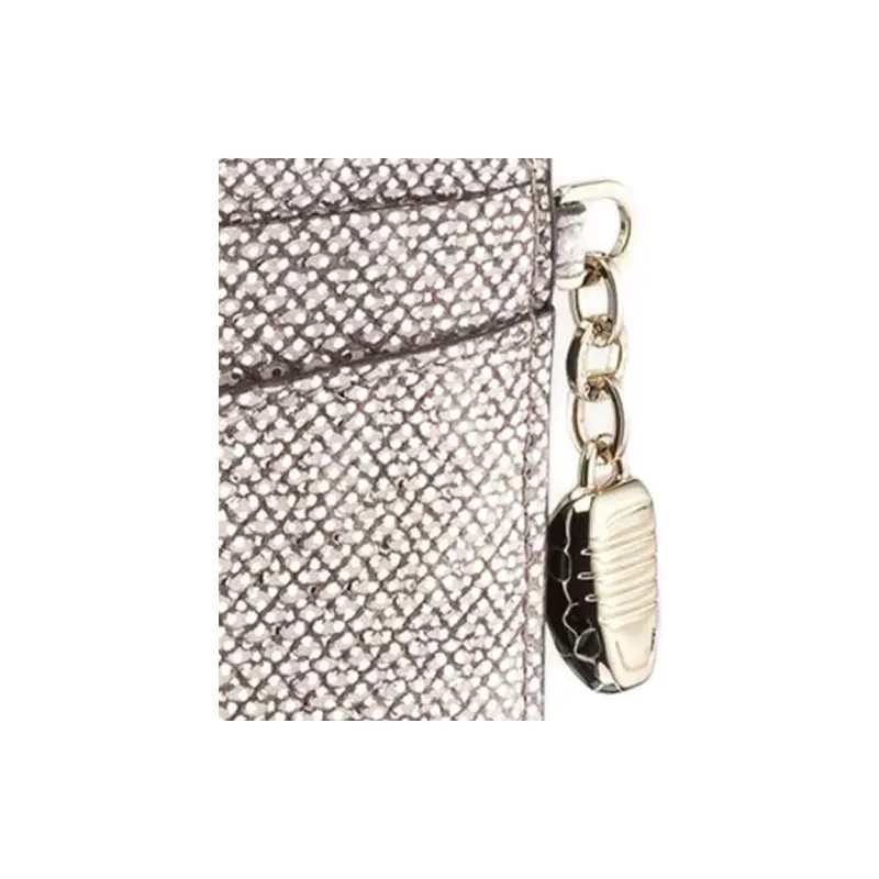 BVLGARI Water Snake Skin Calfskin Card Holder Women's Brown-3