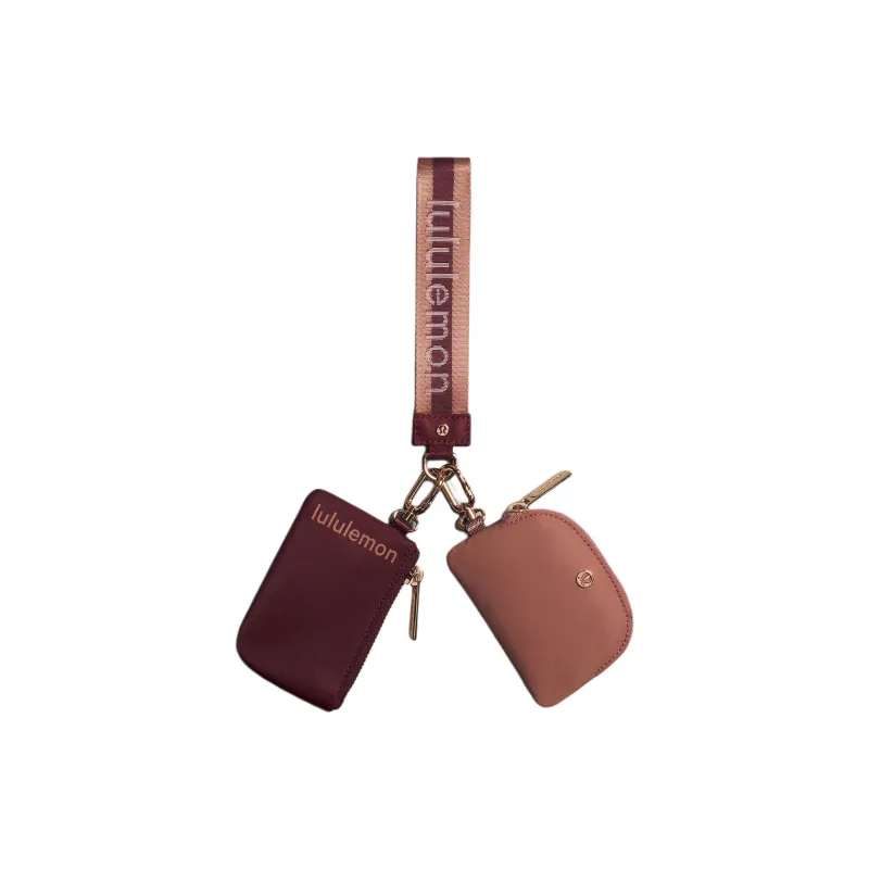 Lululemon Recycled Nylon Coin Purse Women's Garnet Red & Five Spice Charcoal With Light Pink-2