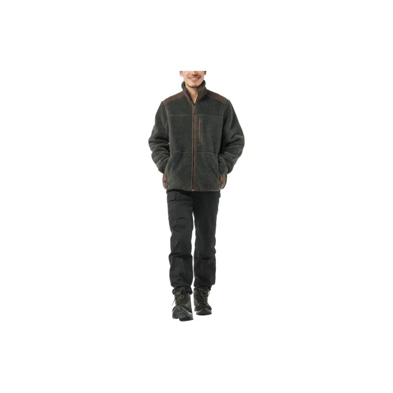 DECATHLON SOLOGNAC Velvet feel Coat Men's Dark Green/Coffee-1