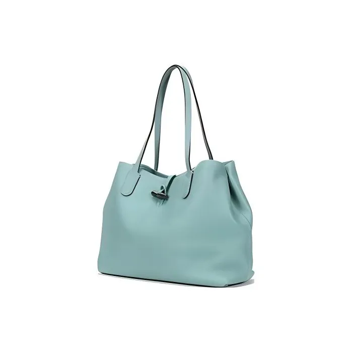 LONGCHAMP Roseau Grained Cow Leather Tote Bag Shopping Bag Handbag Shoulder Bag Large Size Women's Lake Green-1