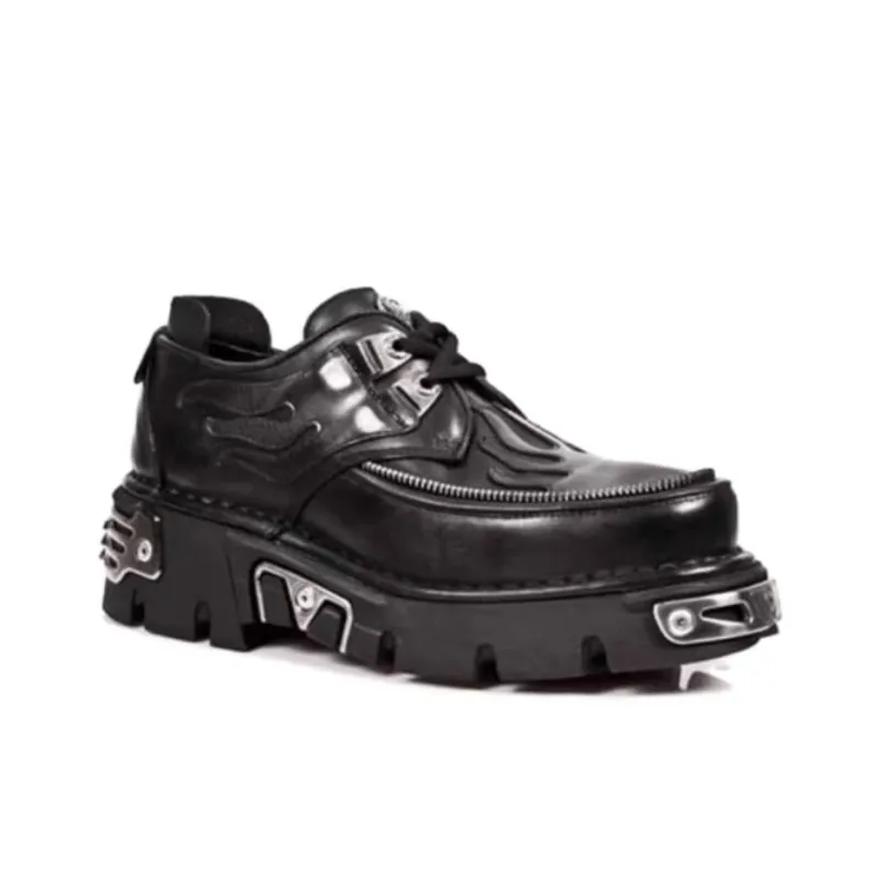 NEW ROCK Slip Resistant Shock Absorbers With Abrasion Resistant Properties Low Top Casual Shoes Unisex Black-2