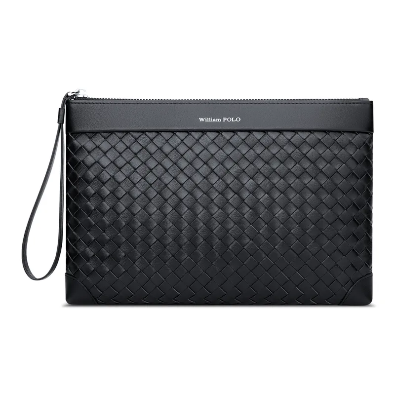 WilliamPOLO Cow Leather Clutch Men's Black-0