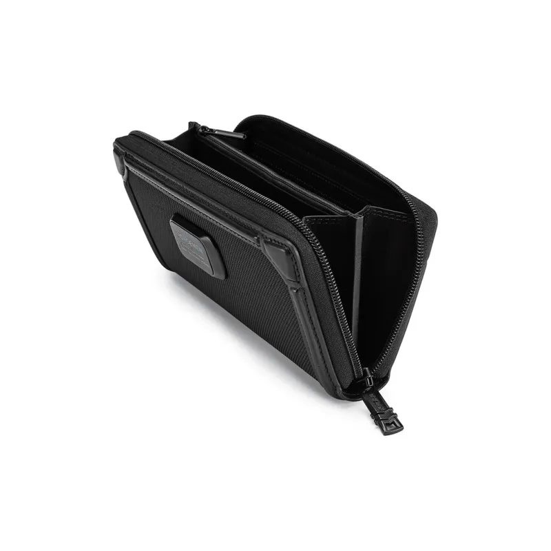 HORSEMEN Ballistic Nylon With Top Grain Cow Leather Men's Handbag Clutch Regular Men's Black-3