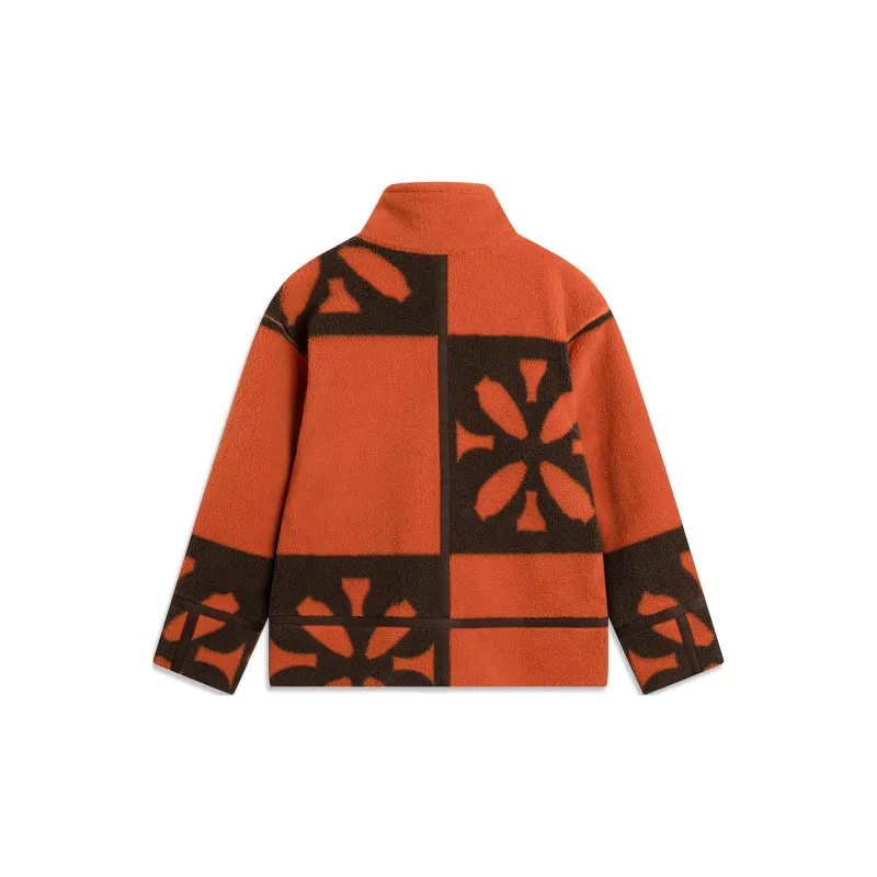 LiNing Sports Life Collection Cashmere Sweater Women's Ochre Orange Ceramic Print-1