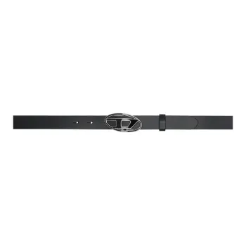 DIESEL Leather Enamel Metal Leather Belts Women's Black Width 2.5CM