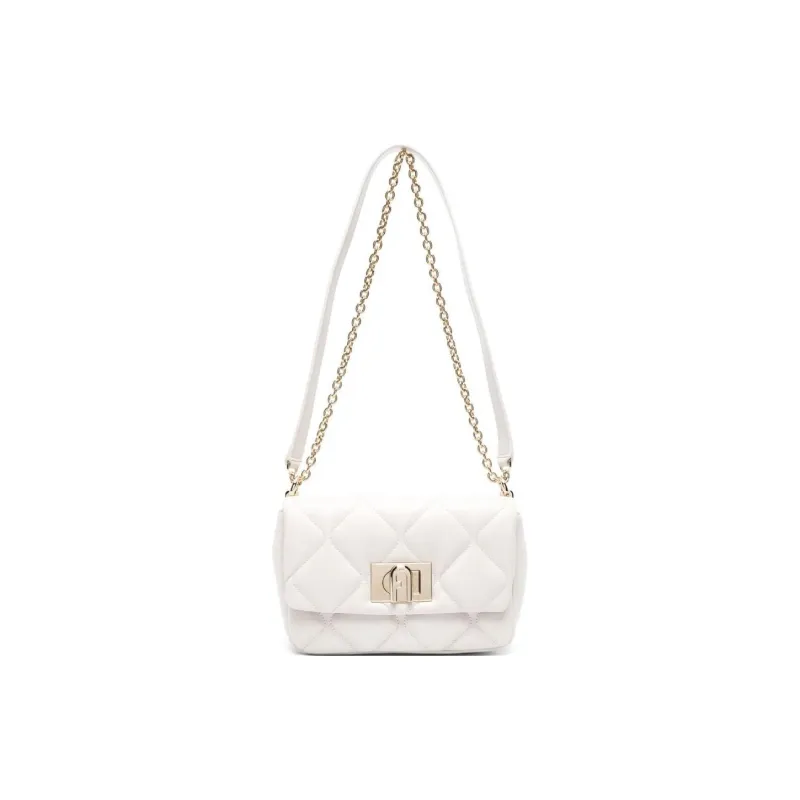 Furla 1927 Collection Quilted Nappa Leather Crossbody Bag Shoulder Bag Mini Women's White-1