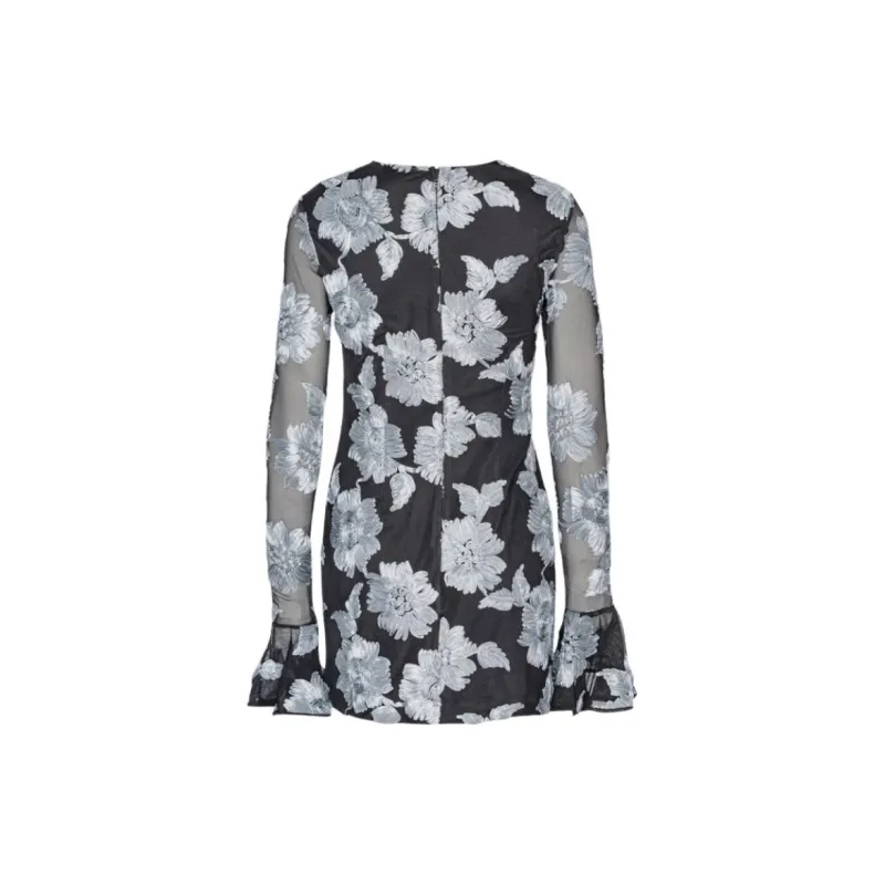Rotate Floral Appliqué Mesh Mini Dress-1