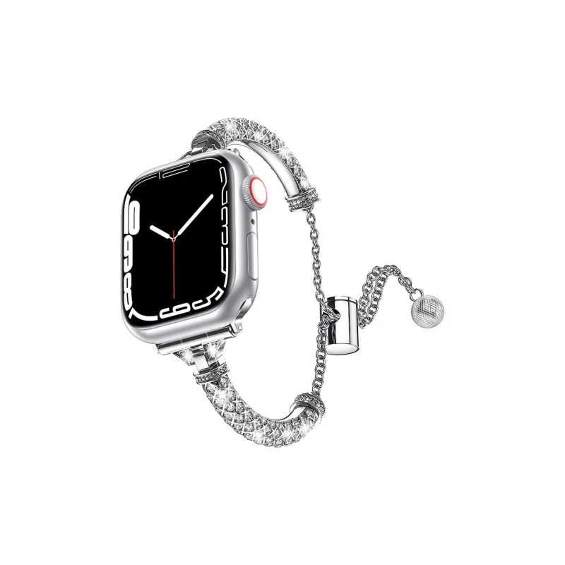 ZHENGGUANG Watch Band Apple Compatibility 38 45mm Rhinestone Embellished Material-3