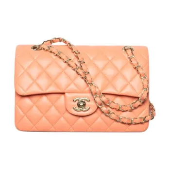 CHANEL Classic Flap CF Lambskin Shoulder Bag Crossbody Bag Handbag Small Size Women's Light Orange