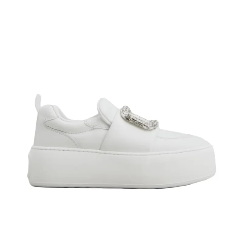 Roger Vivier Viv' Up Low Top Skateboard Shoes Women's White-1
