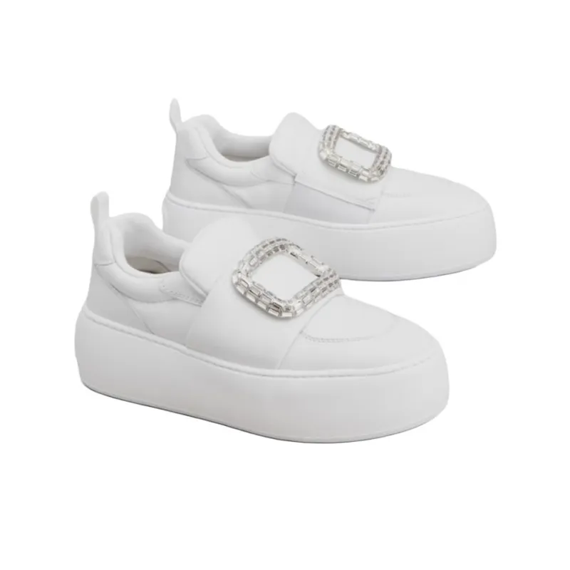 Roger Vivier Viv' Up Low Top Skateboard Shoes Women's White-2