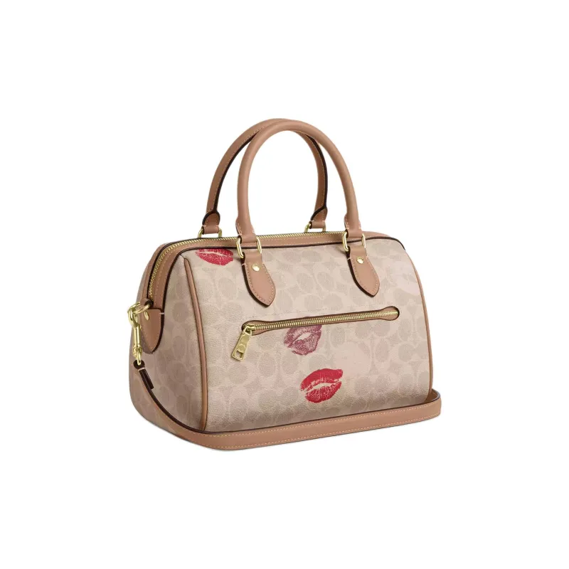 COACH Rowan Coated Canvas Shoulder Bag Crossbody Bag Handbag Medium Size Women's Sand Multicolor-1