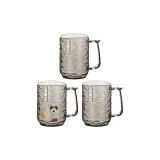 Yi Mai Round Cup-Transparent Black ×3+Cookie Dog Sticker ×3