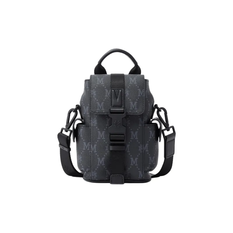 FION Mountain And Sea Journey Series Artificial Leather Backpack Men's Classic Black-0