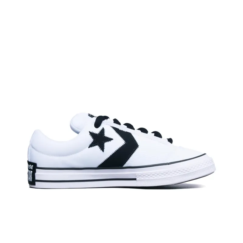 Converse Puff Player Anti Slip Wear Resistant Low Top Skateboard Shoes Unisex White Black-1