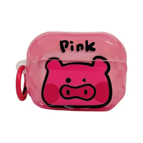 KVZUVUU Compatibility With Apple AirPods Pro 2/AirPods Pro/AirPods 3/2 TPU Transparent Pink Piglet Headphone Cases