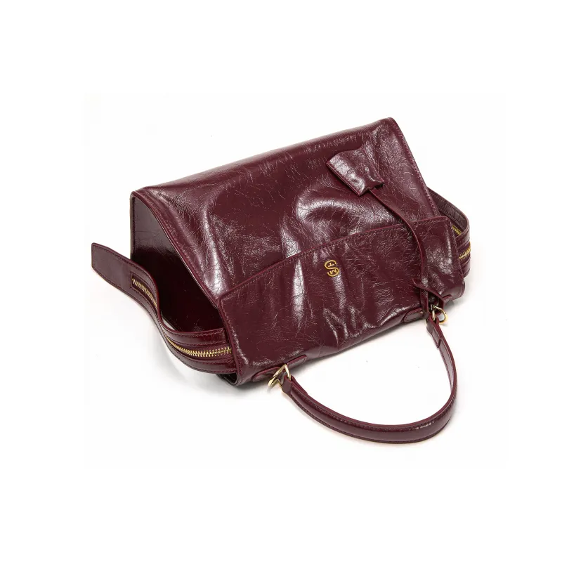 Simedin Top Grain Cow Leather/Synthetic Leather One Shoulder Handbag Women's Midnight Black/Ancora Red-6