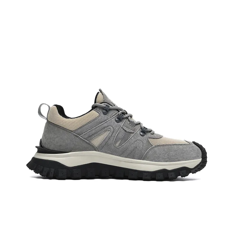 JEEP SPIRIT Cushioning Anti Slip Wear Resistant Breathable Height Increasing Low Top Outdoor Shoes Men's Climbing Gray-1