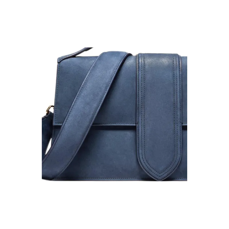 Jacquemus Calfskin Messenger Bag Portable Crossbody Bag Shoulder Bag Women's Marine Blue-3