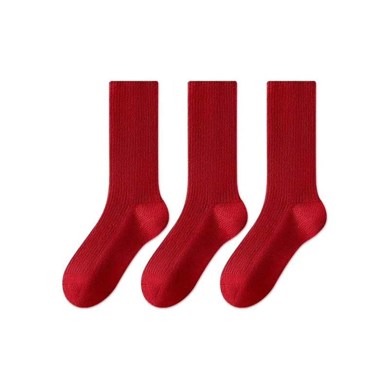 MIIOW Mid Calf Socks Women's 3 Pack Red-0