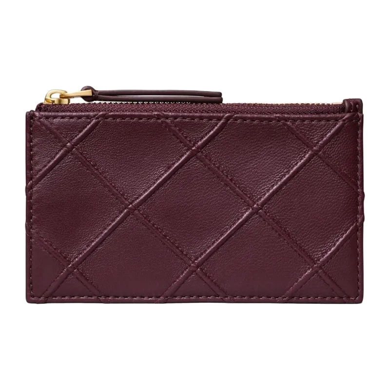 TORY BURCH Fleming Nappa Leather Card Holder Women's Burgundy-0