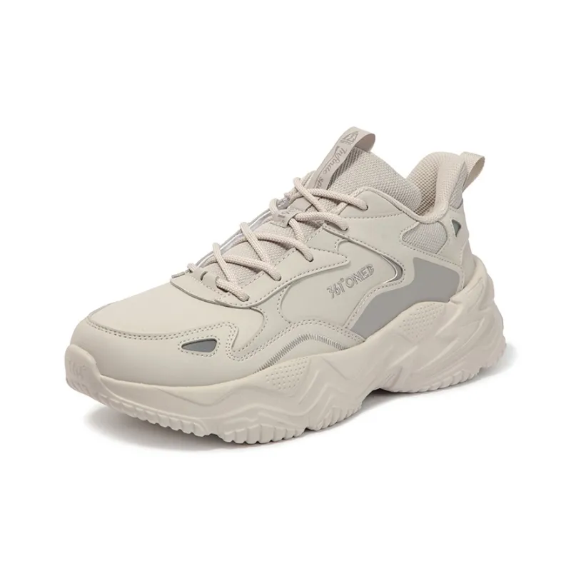361° Croissant Anti Slip And Wear Resistant Water Resistant Low Top Casual Shoes Men's White Limestone Color-1