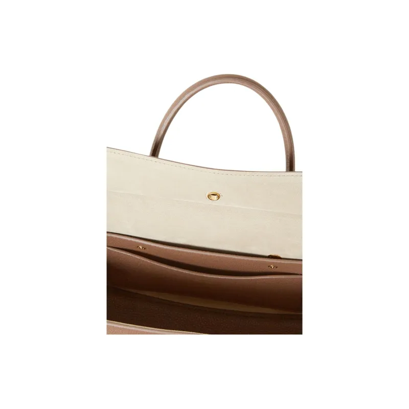 Loro Piana Cow Leather Shoulder Bag Crossbody Bag Handbag Women's Fossil Color Multicolor Gold-7