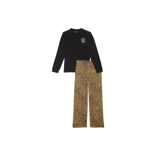 Victoria's Secret Flannel Long Sleeve Tee Jama Set / Safari Gold L Pajama Set Women's Golden Panther