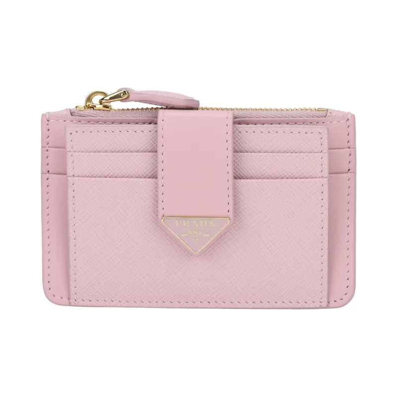 PRADA Saffiano Leather Card Holder Women's Pink-1