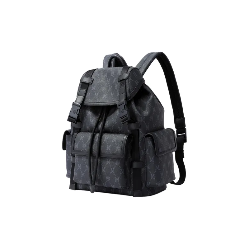 FION Mountain And Sea Journey Series Artificial Leather Backpack Regular Men's Classic Black-1