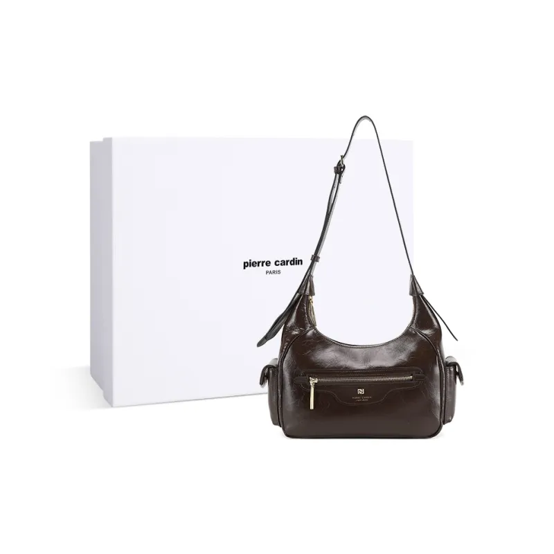 PIERRE CARDIN Cow Leather Crossbody Bag, Shoulder Bag Regular Women's Black/Brown/Chocolate-12