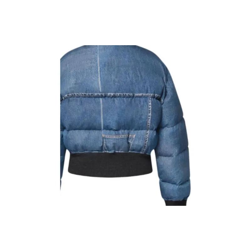 LOUIS VUITTON Denim Print Cropped Puffer Jacket-3