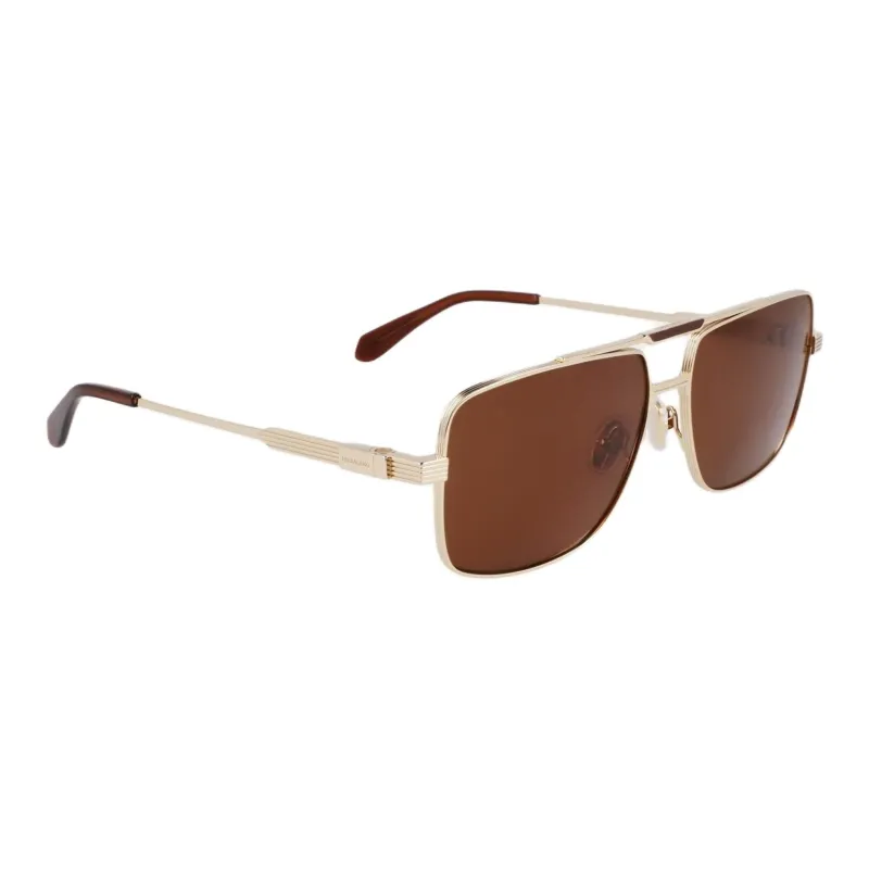 FERRAGAMO Titanium Aviator Sunglasses Men's Gold-2