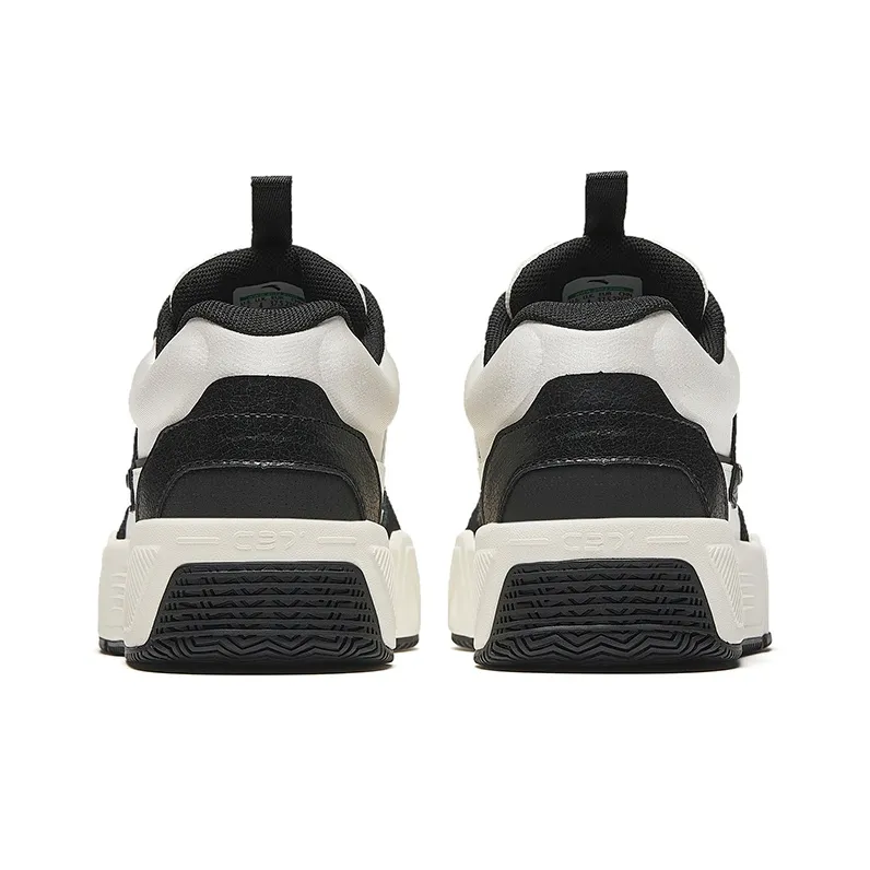 Anta C37 Series Anti Slip And Wear Resistant Lightweight Height Increasing Low Top Skateboard Shoes Women's White Black-3