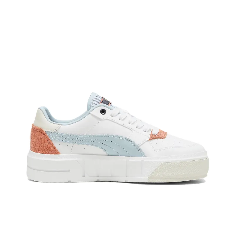 PUMA Cali Court Offside Anti-Slip Wear-Resistant Low-Top Skateboard Shoes Women's White Blue-1