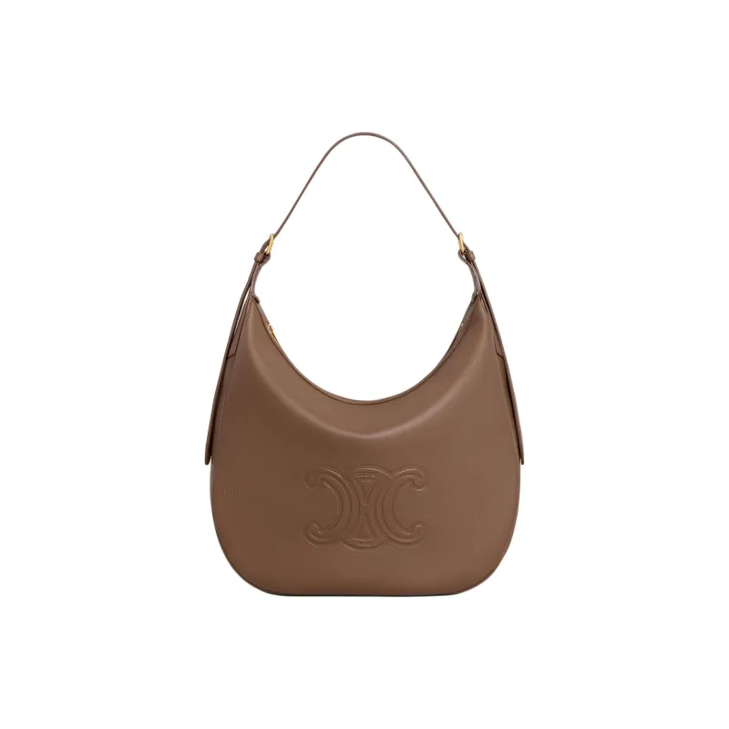 CELINE Cuir Triomphe Calfskin Shoulder Bag, Handbag, Shoulder Bag Large Size Women's Brown-0
