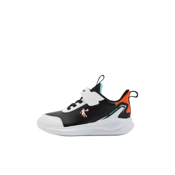QIAODAN Slip Resistant Anti Kick Low Top Kids' Running Shoes Black Orange Children Aged 3 7 Years Old