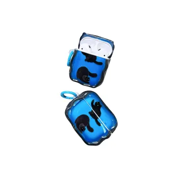 BZZOKI Applicable To AirPods 1st/2nd/3rd/4th Generation Silicone Individual Fun Blue Expression Cat Headphone Cases