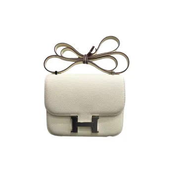 HERMES Constance Cow Leather Shoulder Bag, Crossbody Bag Mini Women's Cream White
